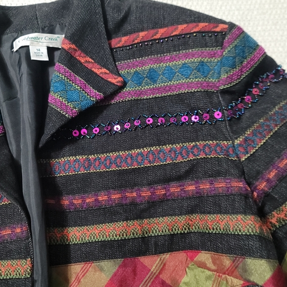 Coldwater Creek Denim Beaded Deco Open-Face Jacket Women's 14 EUC‎ - Picture 11 of 11